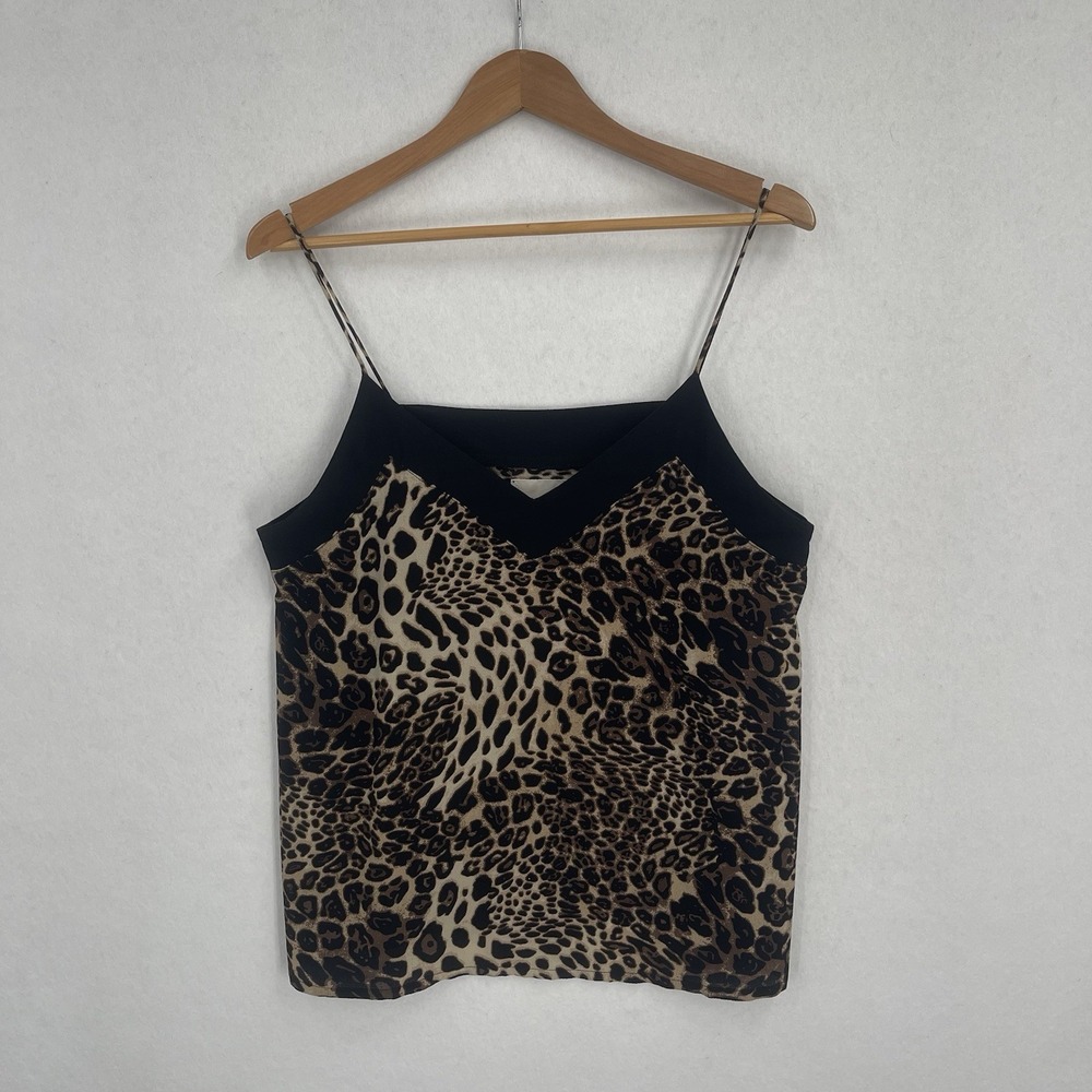 Lolly's Laundry Camisole V Neck Top Women's L Leopard Print Sleeveless Tank Top